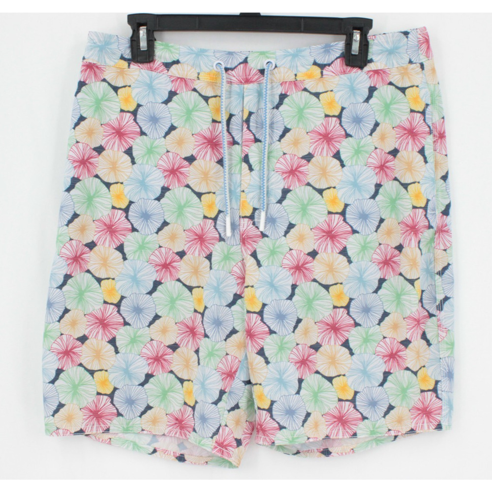 Johnnie O West Coast Swim Trunks Mens L Twilight Floral Geometric Board Shorts